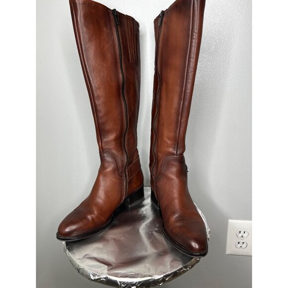 Aldo Brown Leather Knee-Length Riding Boots With Side Zipper Size 6 - Picture 7 of 16